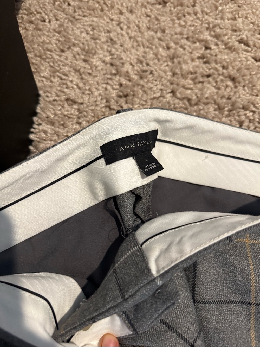 Two Pairs of Ann Taylor Gray and Black Windowpane Dress Pants - Picture 2 of 3